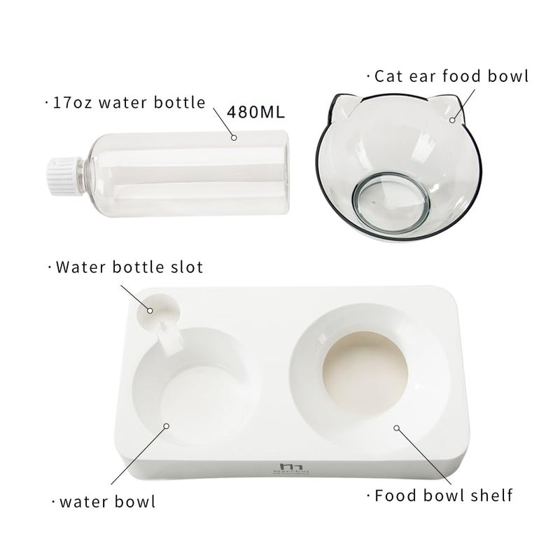 Marchul Double Elevated Dog Cat Bowl, Pets Water and Food Bowl Set, 15Â° Raised Tilted Dishes Indoor for Kitten, Puppies, Small or Medium Size Dogs Cats - Image 5